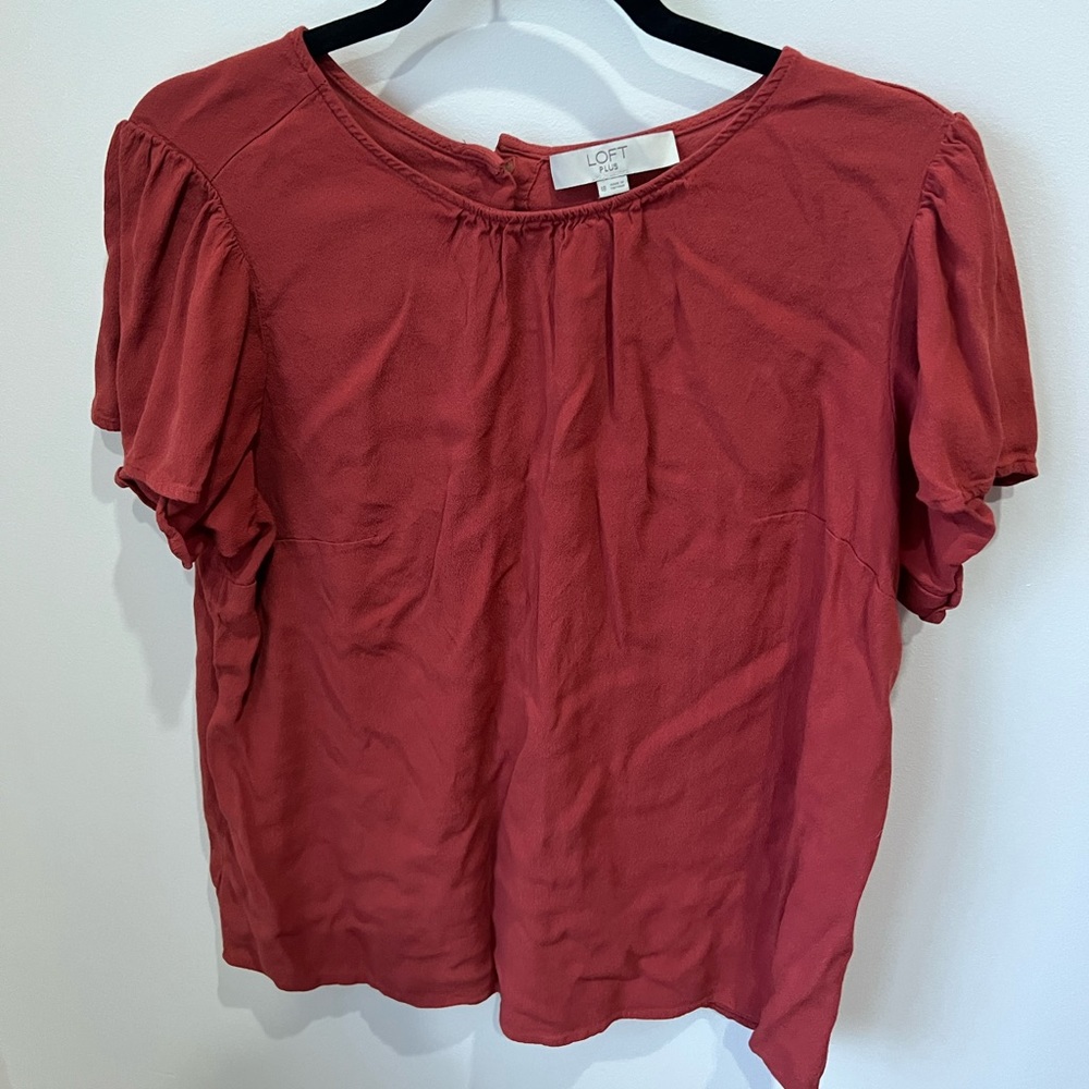 Loft Short Sleeve Back Button Up Blouse